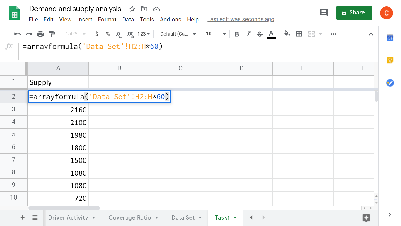 Supply formula example