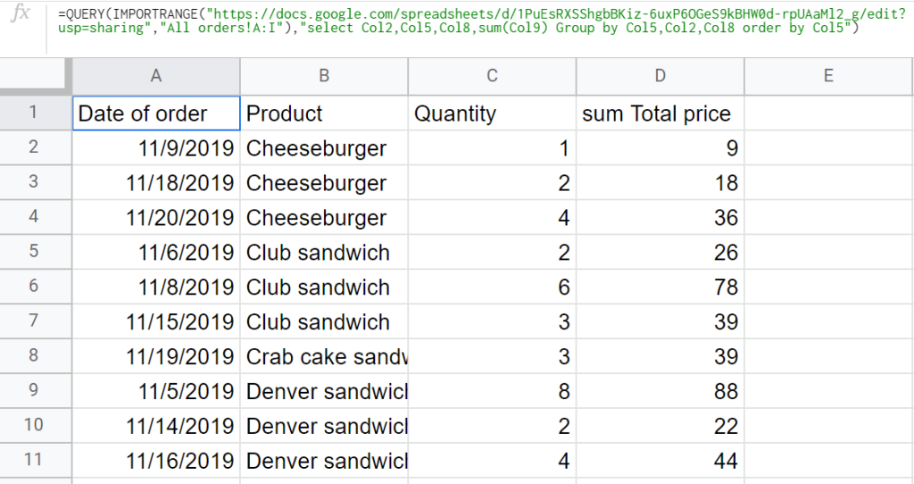 Aggregate the imported data across rows