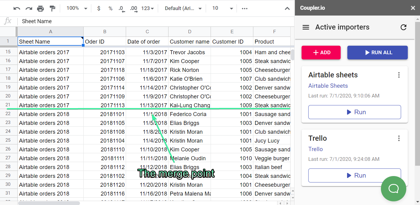 Import data from multiple sheets with Coupler.io