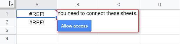 IMPORTRANGE #REF! Allow access