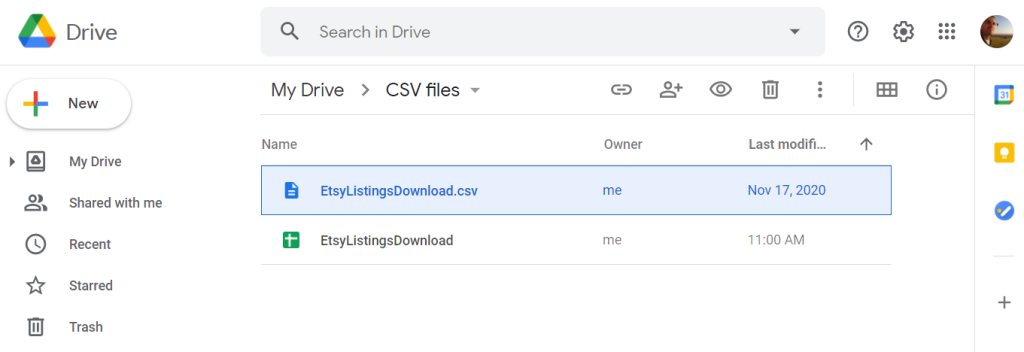 A CSV file converted to Google Sheets document