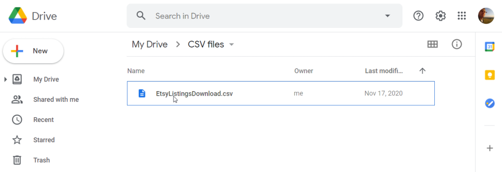 A CSV file uploaded to Google Drive without being converted