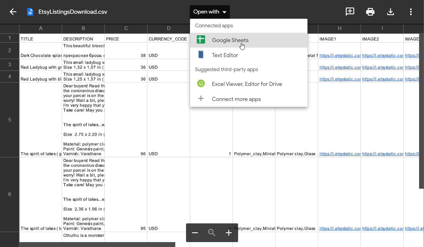 Abrir un archivo CSV en Google Drive con Google Sheets
