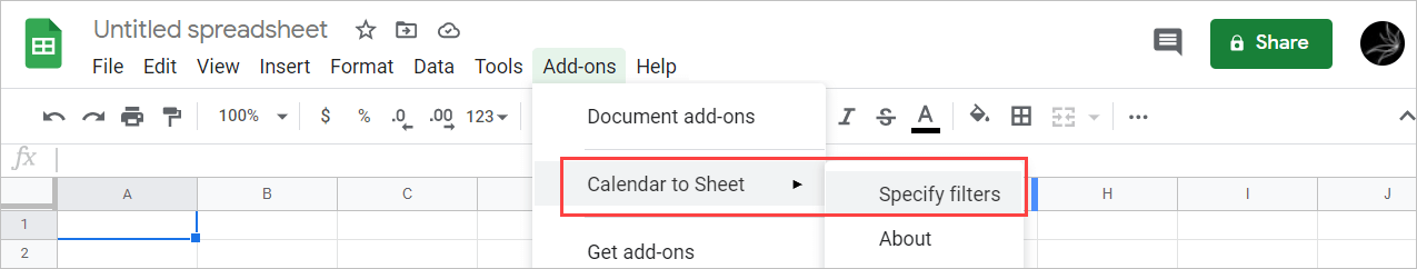 Ein Google Sheets-Zusatzmodul Kalender zu Sheet