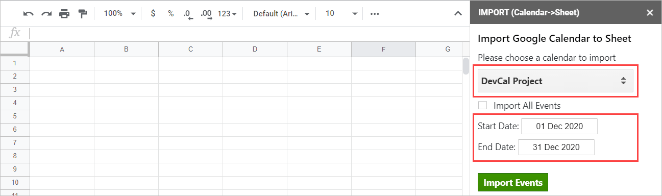 Filter in Sheets2GCal hinzufügen