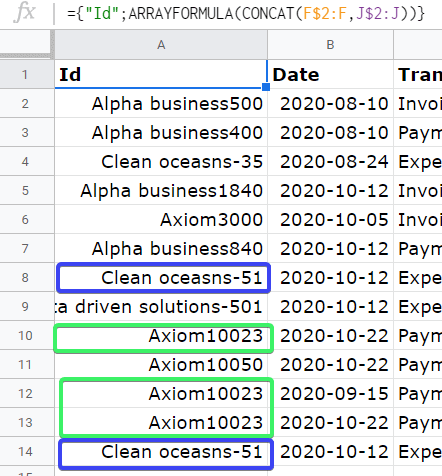 Unique IDs to identify duplicates