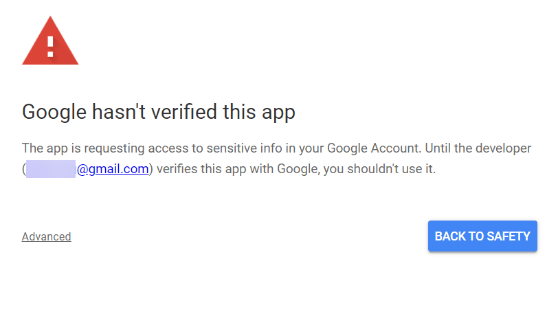 Google hasn't verified this app
