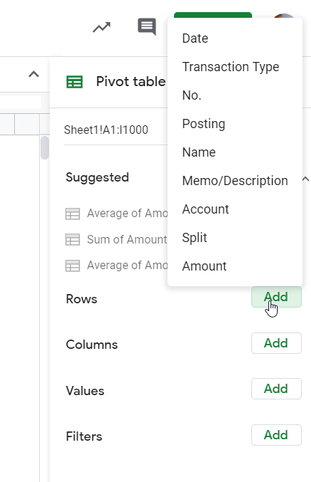 Add rows to your pivot table