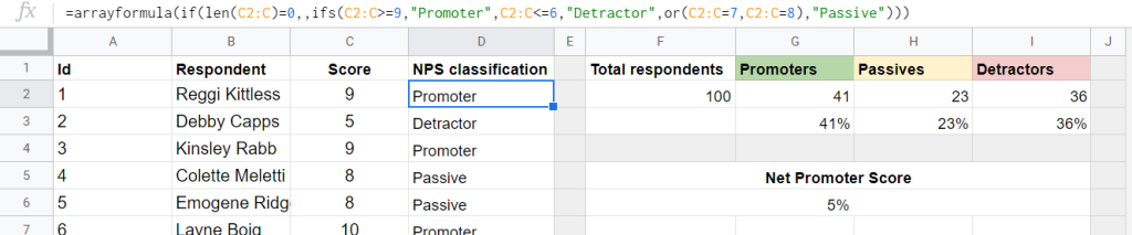 ArrayFormula nested with IF and IFS