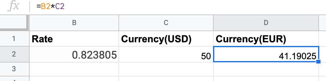 Obtener el valor de cambio de divisas con GOOGLEFINANCE
