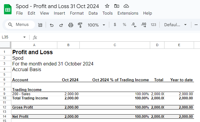 12 report in gsheets