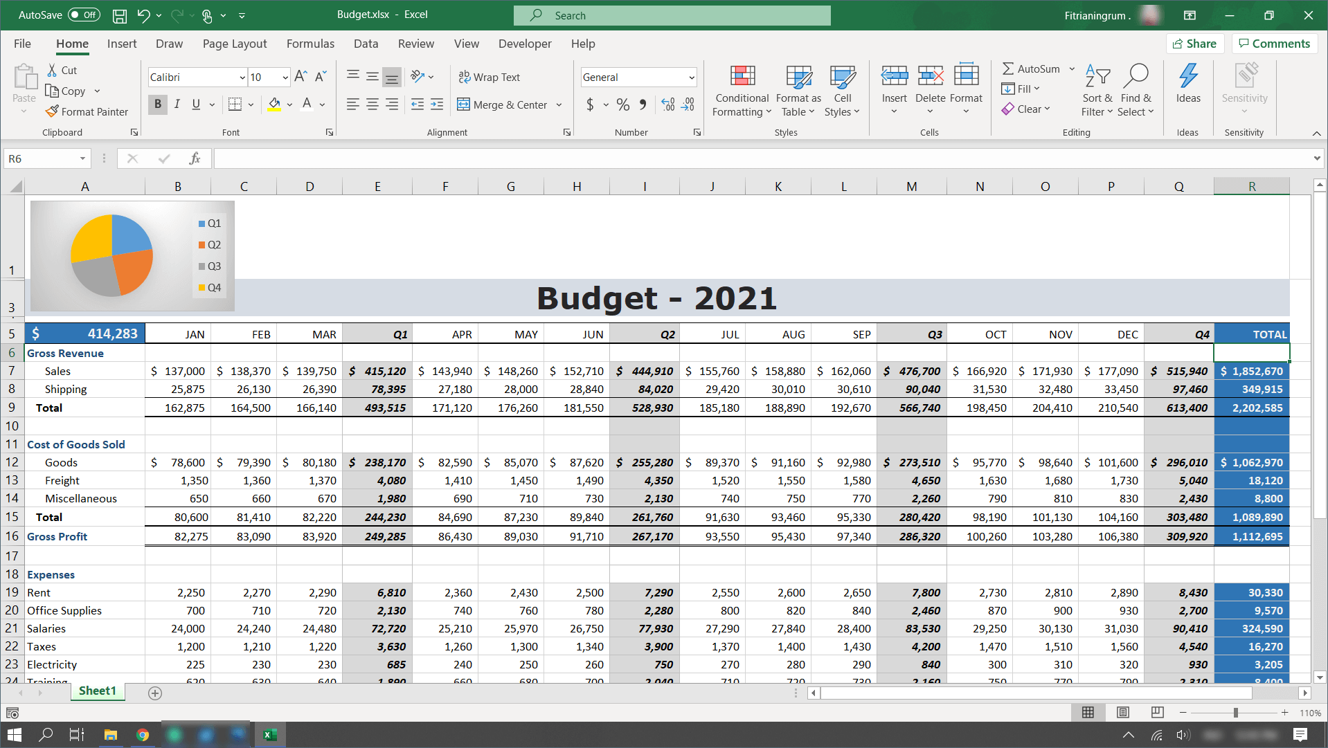Excel for budgeting