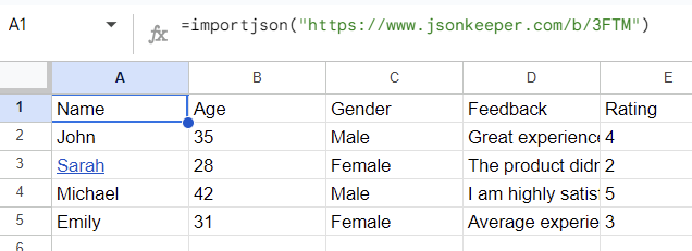 json google sheets apps script ejemplo