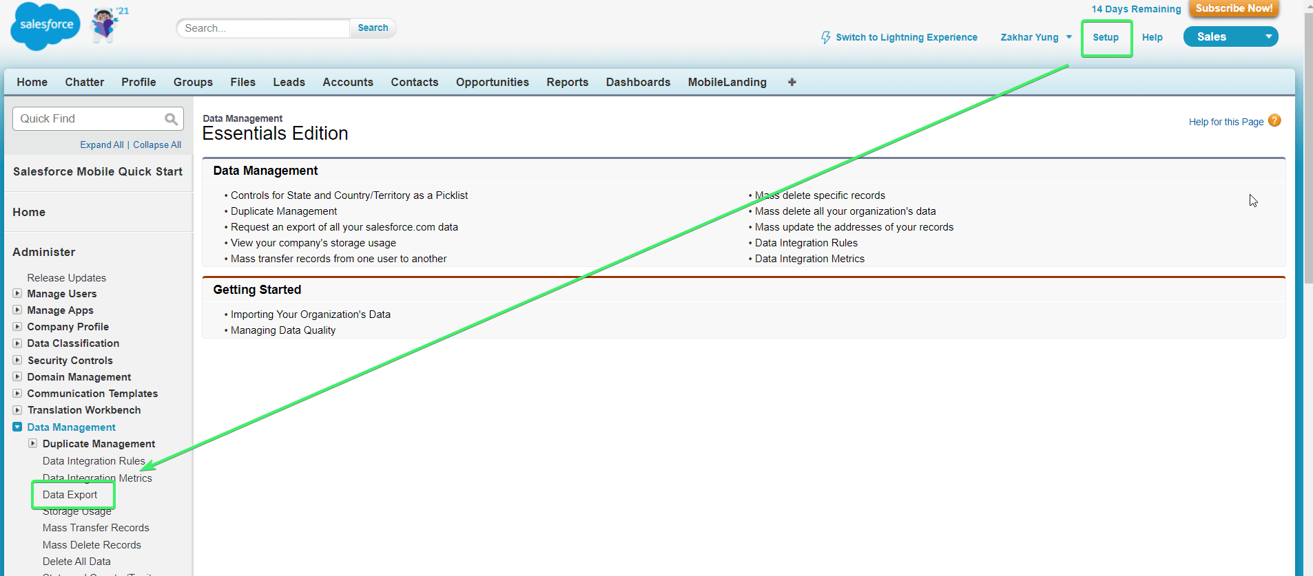 Data Export in Data Management