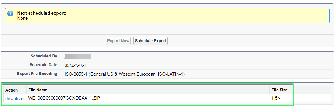 Export Now download link