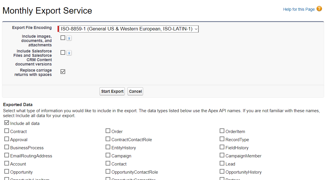 Salesforce Export Now