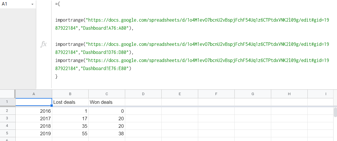 IMPORTRANGE formula example