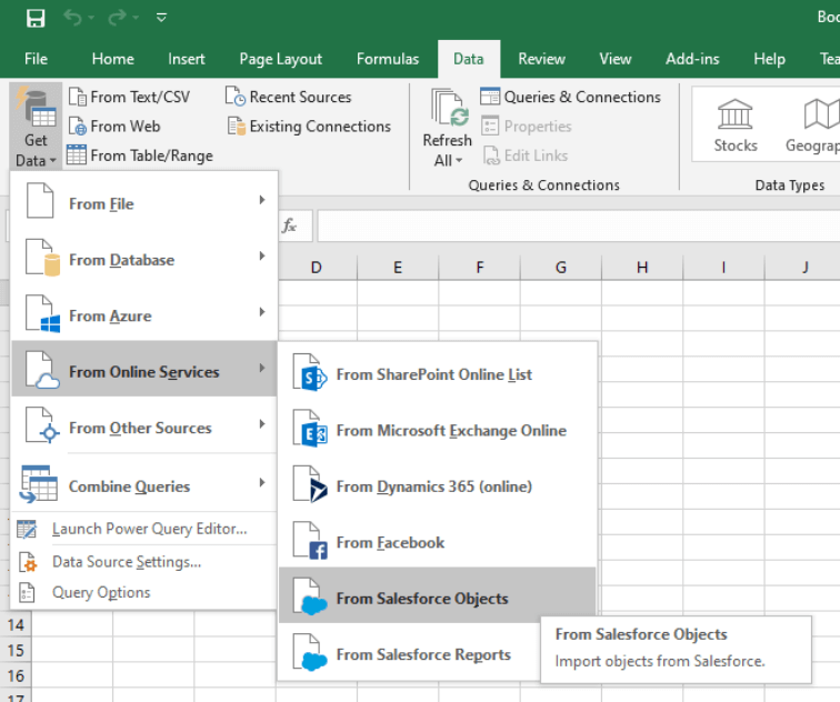 From Salesforce Objects to Excel (different path)