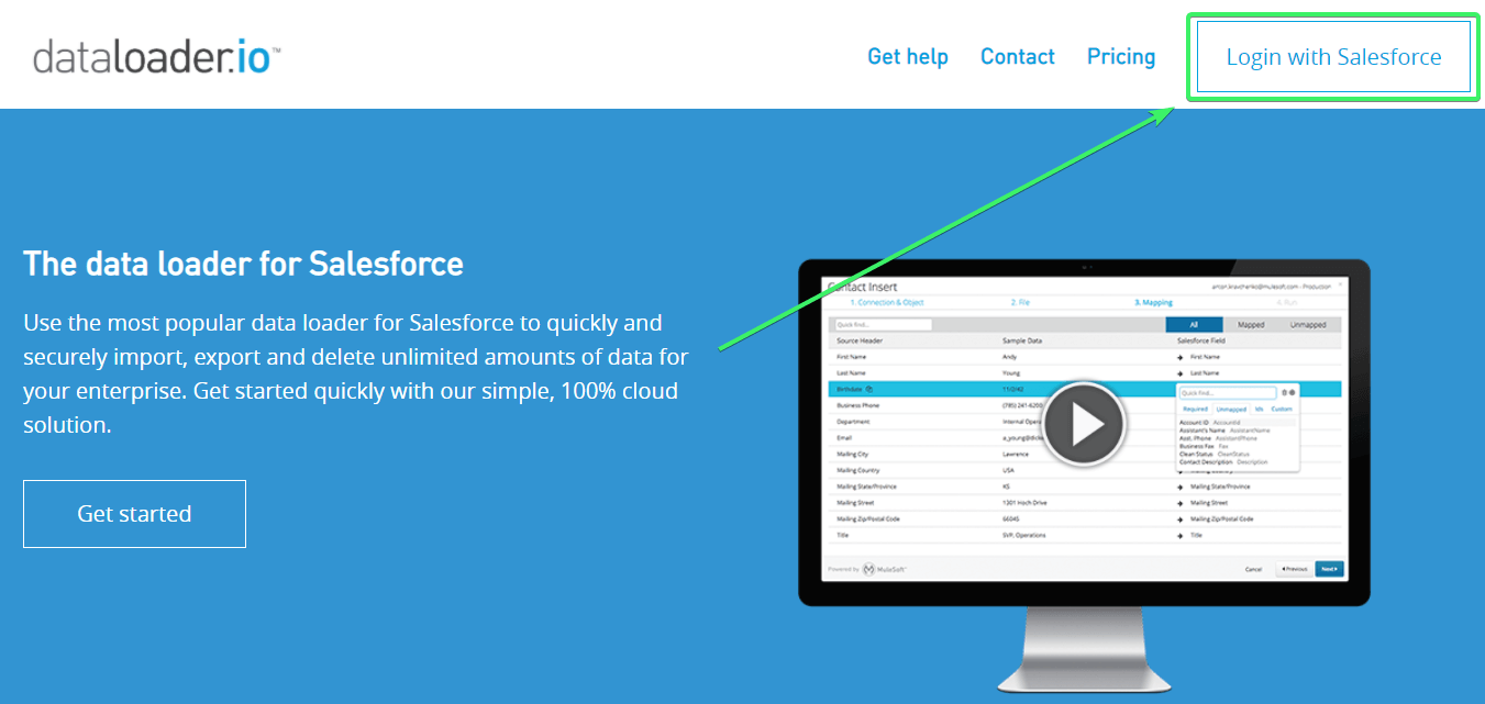 Dataloader.io login with Salesforce