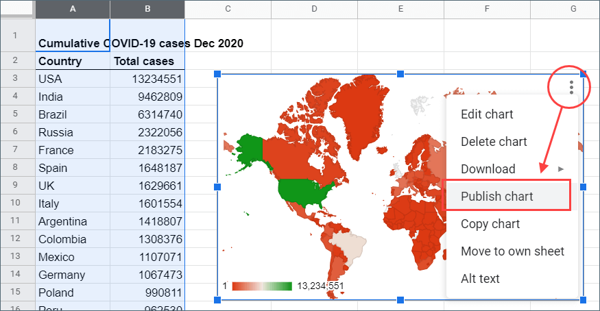 How to create an interactive map chart in Google Sheets - Step 3