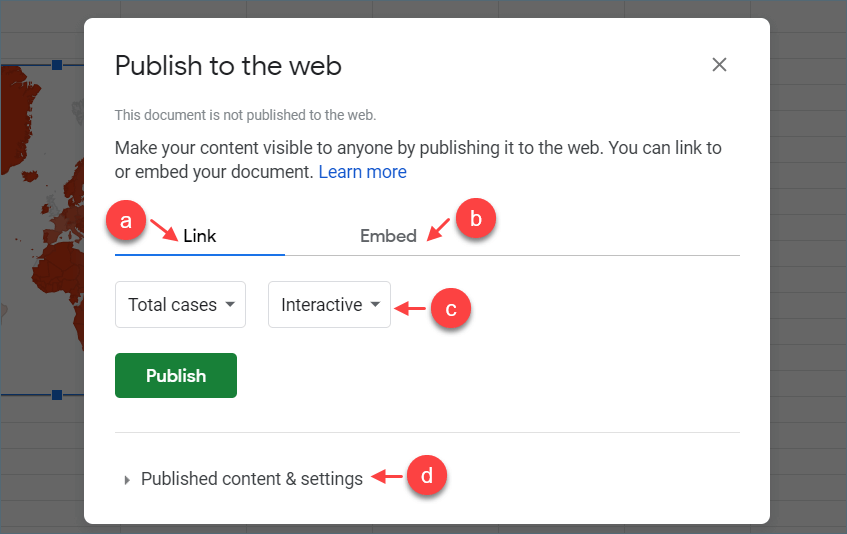 How to create an interactive map chart in Google Sheets - Step 4