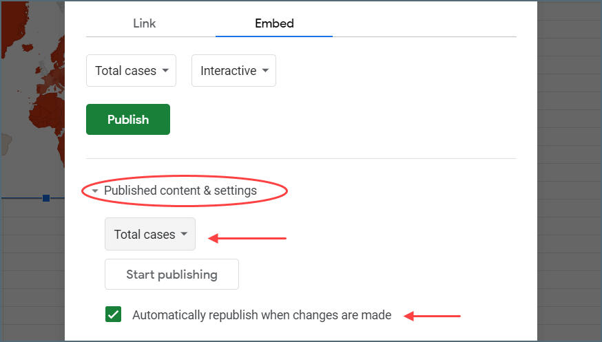 How to create an interactive map chart in Google Sheets - Step 4c