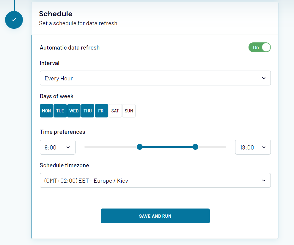 Activar la actualización automática de datos