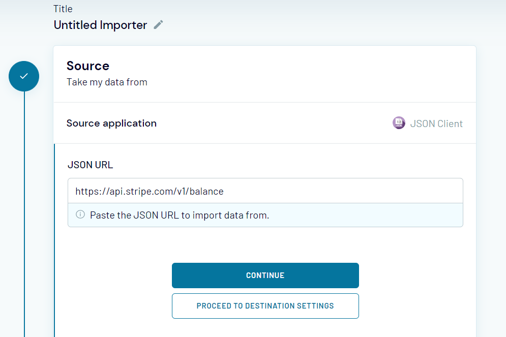 Inserta la URL JSON desde la que importar los datos