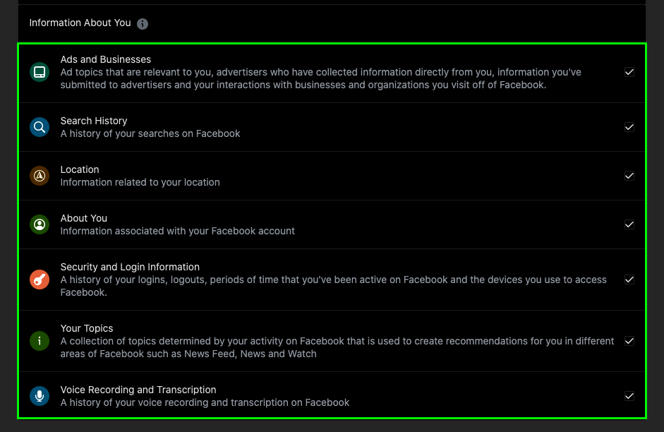 Cómo exportar los datos de mi perfil de Facebook