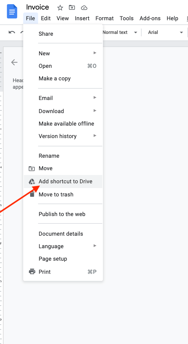 Add a shortcut to Google Drive