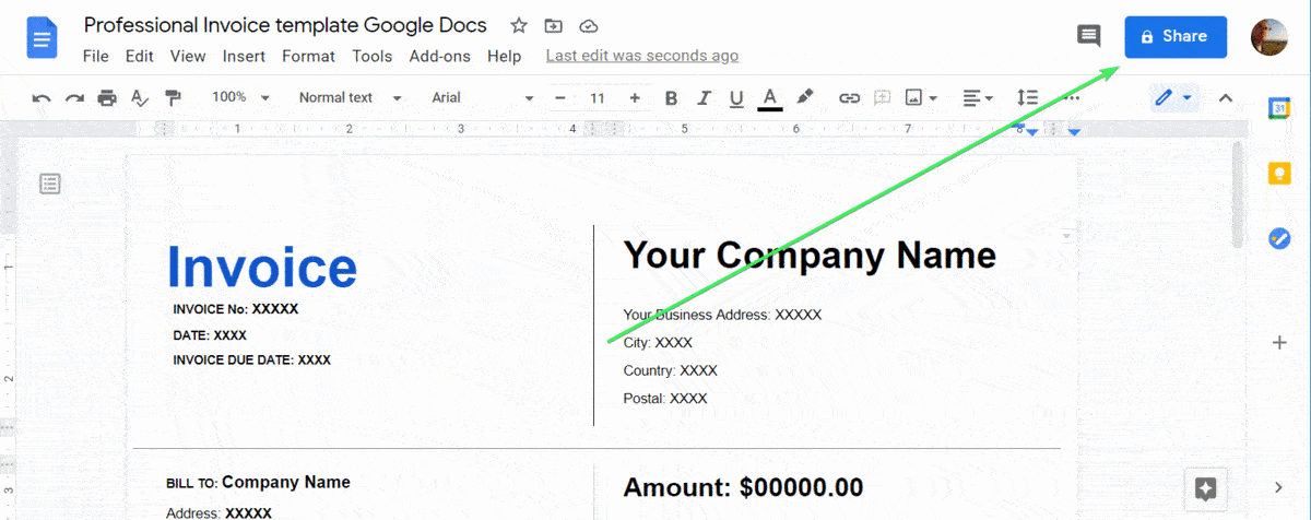 How to share invoice template