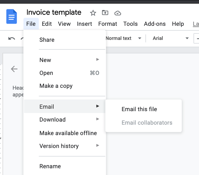 How to email an invoice template