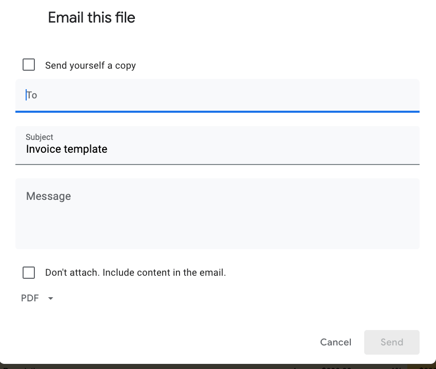 Enter the recipient's email for invoice