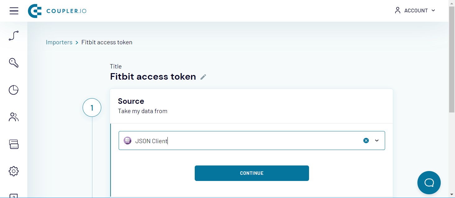 choose JSON Client as the source application