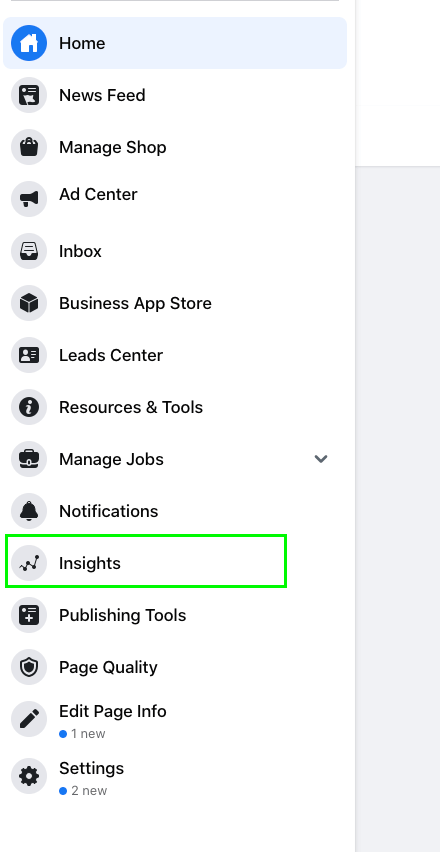 Haga clic en Insights en el menú de la izquierda