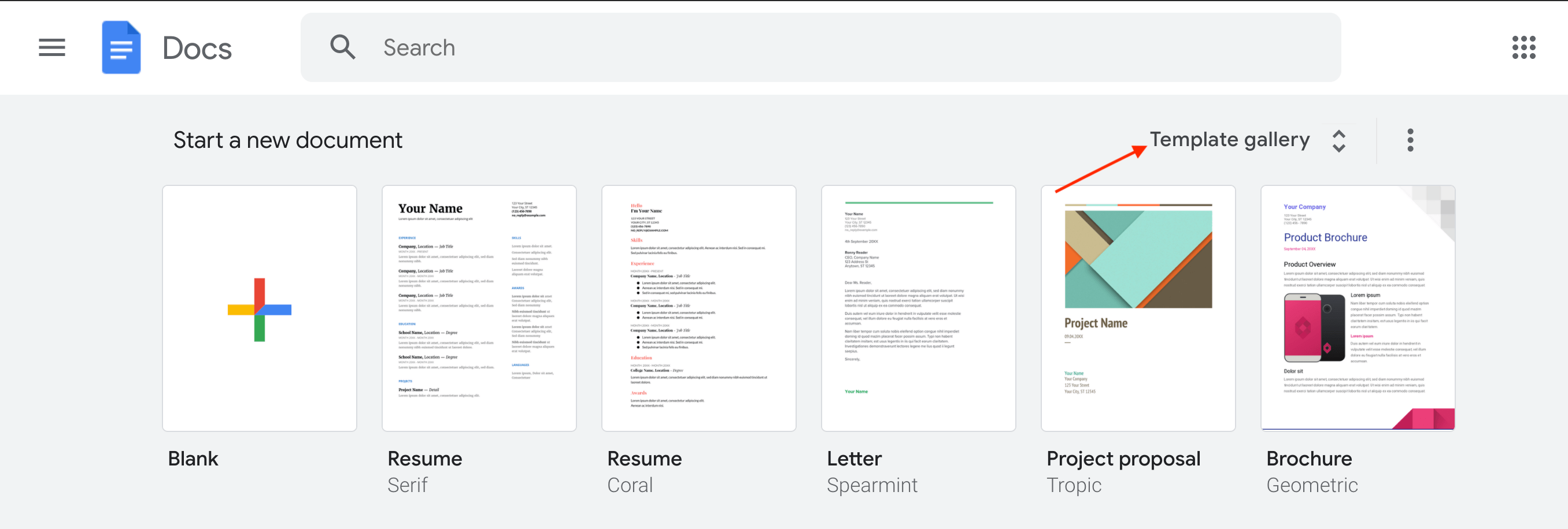 Google Docs Template Gallery