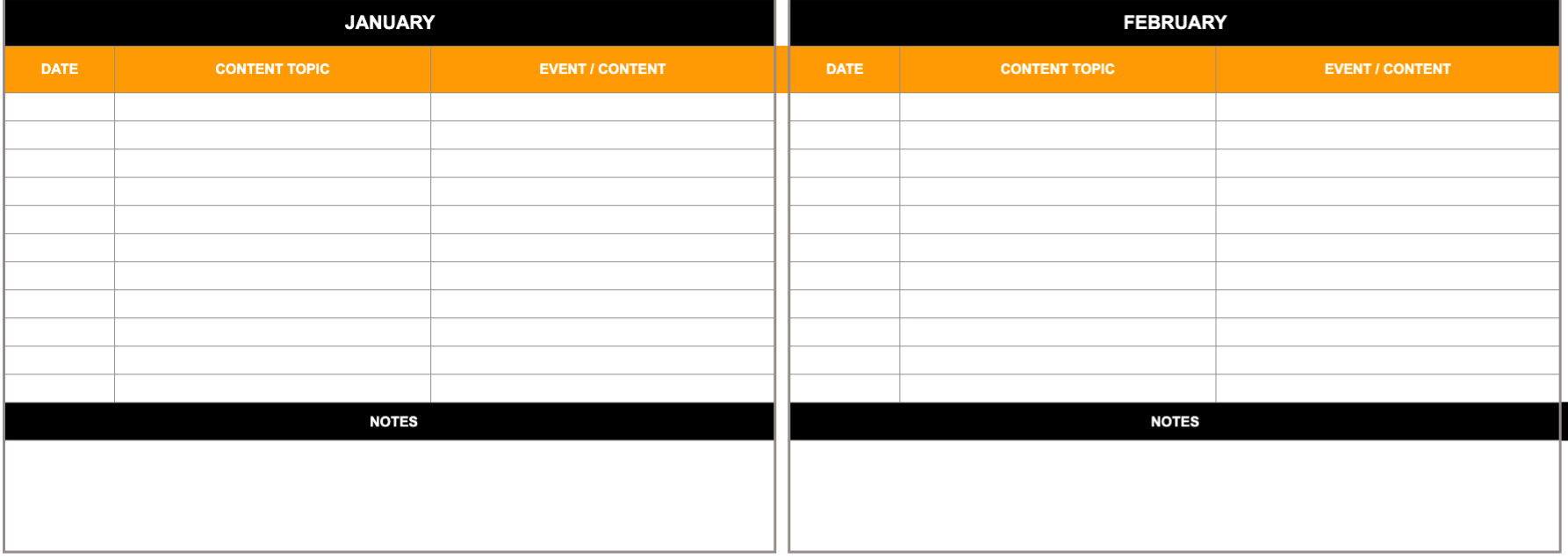 Editorial calendar template Google Sheets