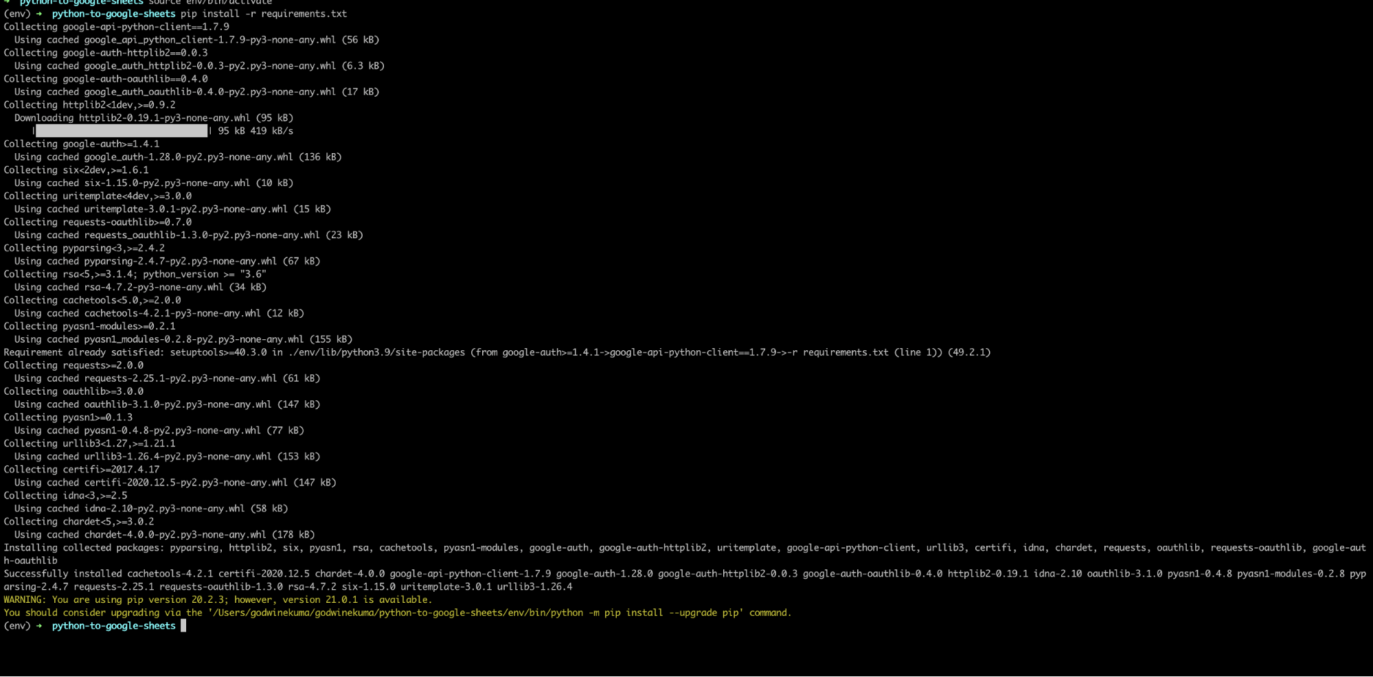 install Google client libraries