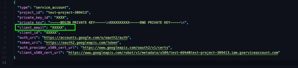 Private key JSON