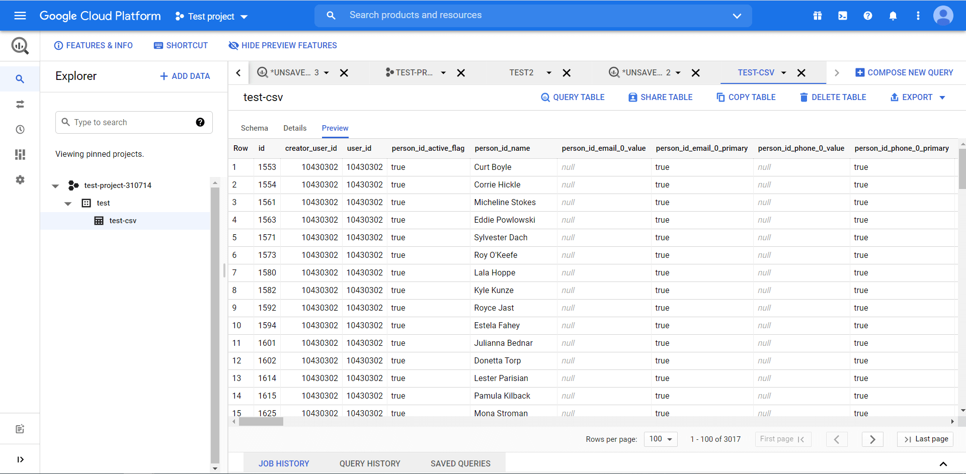 CSV uploaded to BigQuery