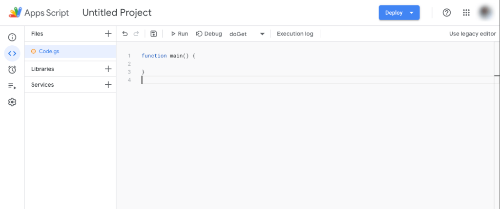 standard Apps Script environment.