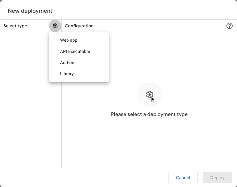 “Select type” and select “Web App”