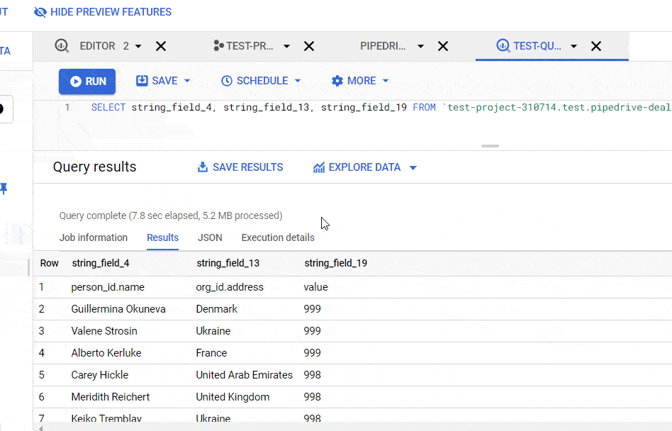Save query results