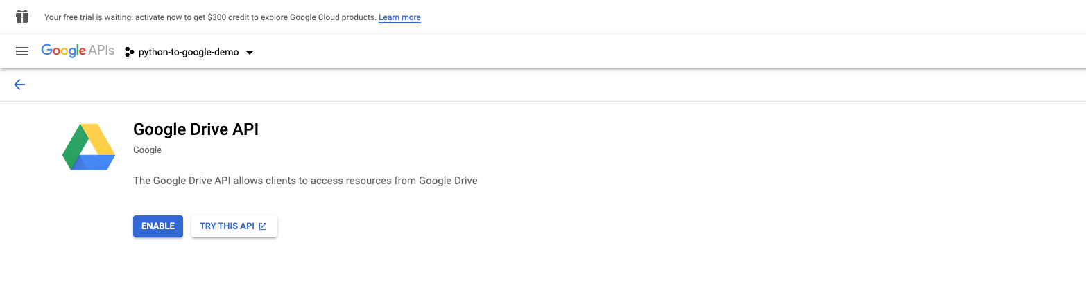 Enable Google Drive API and Google Sheets API