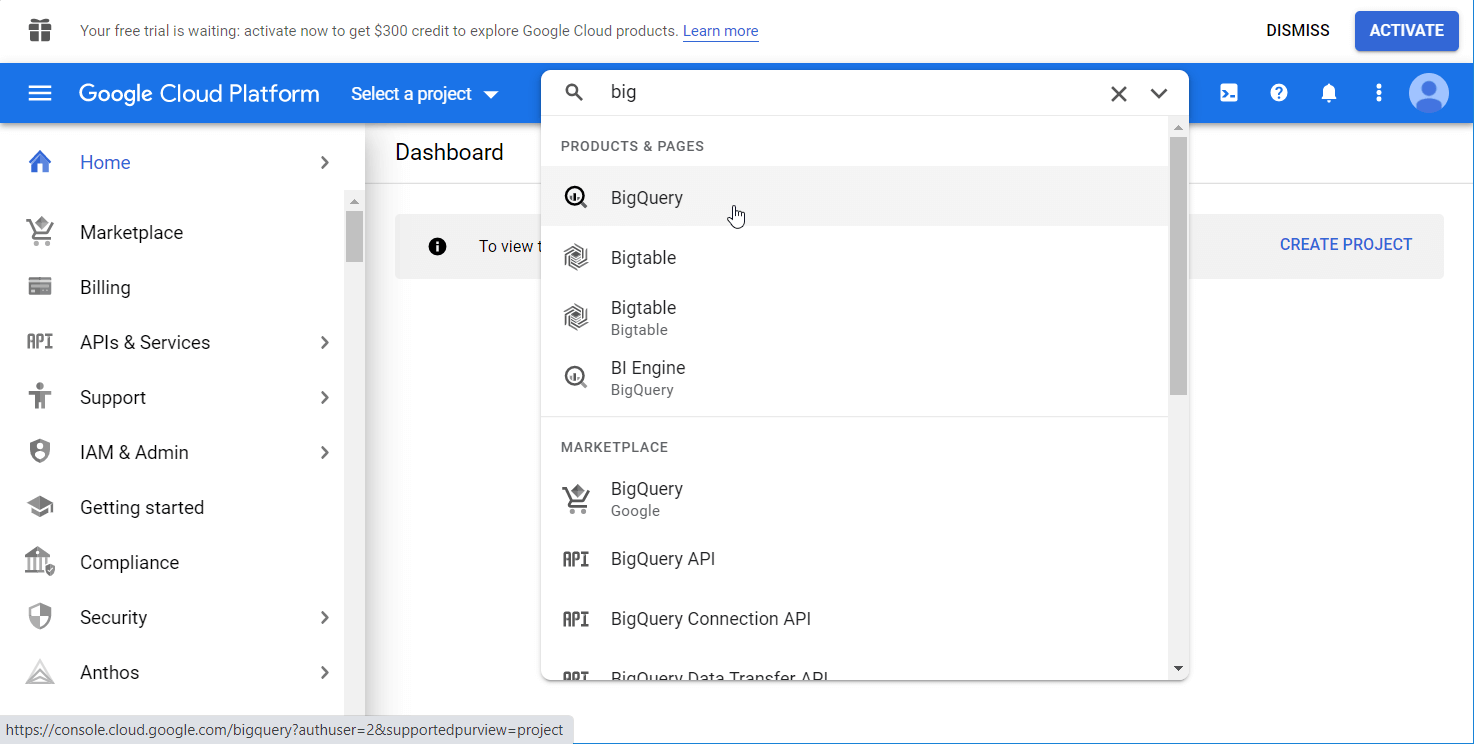 Find BigQuery