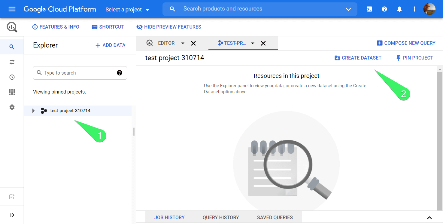 Create a data set in BigQuery