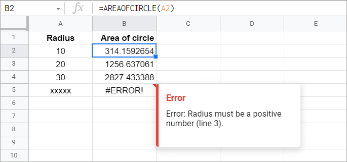 A custom Google Apps Script numeric function