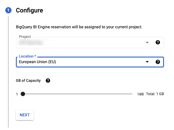 Configure BigQuery BI Engine reservation