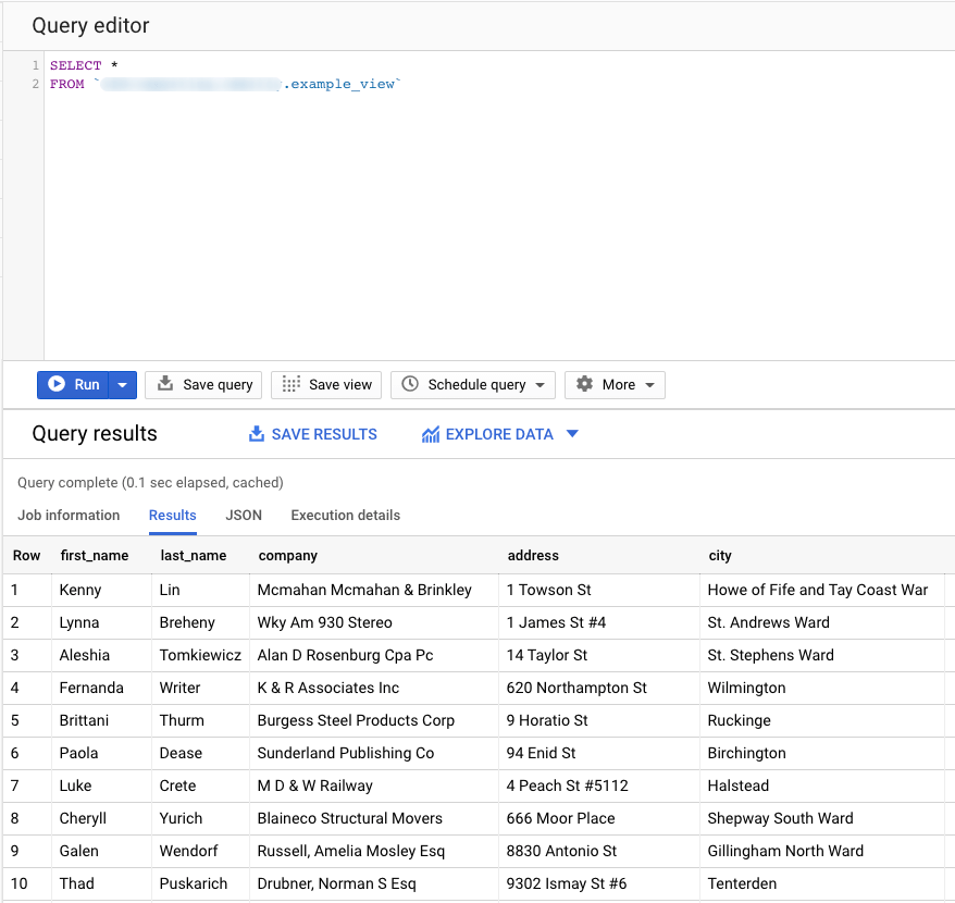 SELECT * query example