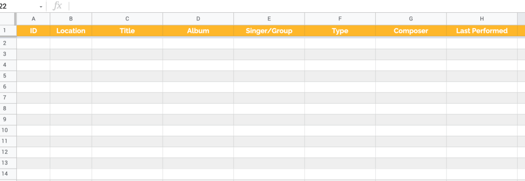 Music inventory template for Google Sheets